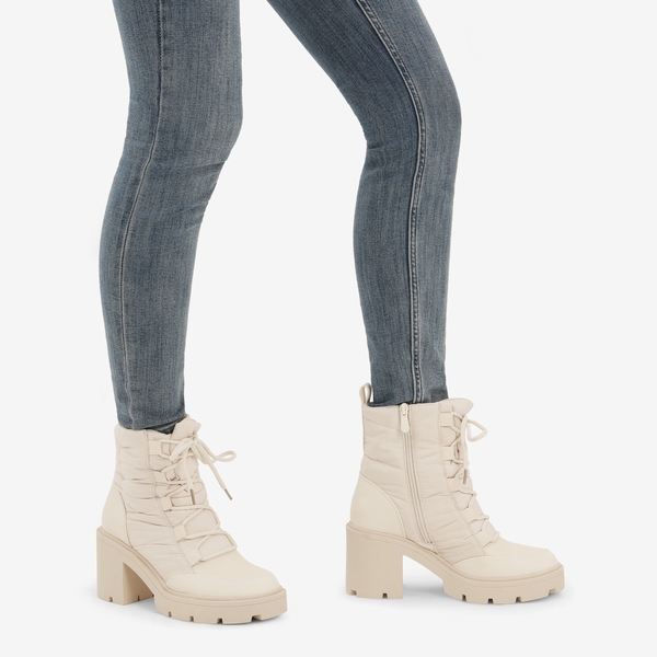 Chelsea Lace Up Platform Booties - BEIGE WHITE - 1